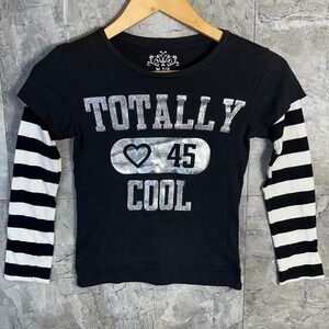 striped long sleeve shirt with metallic heart Kids Medium 7-8‎ #y2kfashion